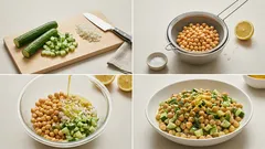 통조림 병아리콩으로 10분 완성: 레몬·올리브오일 오이 마리네