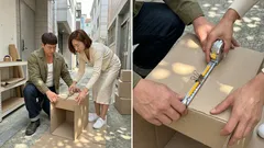 줄자에 더블클립 하나로 박스 재단선 똑바로 긋는 법