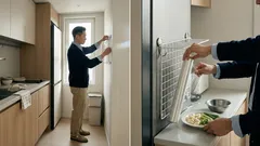 다이소 와이어 스탠드로 냉장고 옆 10cm 수납 선반 만드는 법