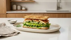 오트밀을 팬에 얇게 구워 빵처럼—오트밀 베지 샌드 레시피